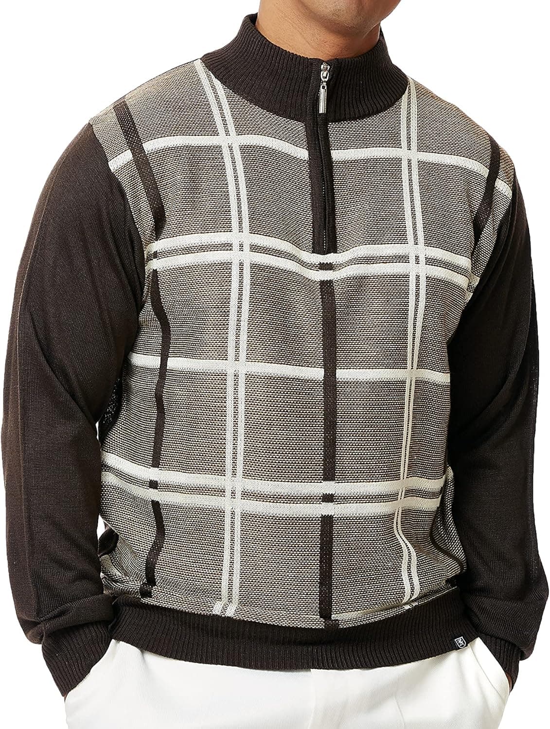 STACY ADAMS Men's Sweater, Double Windowpane Design