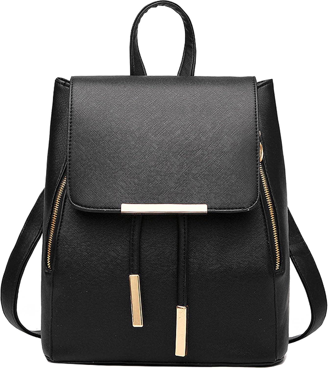 Geek-M Leather Casual Daypack Women Schoolbag Backpack (Black)
