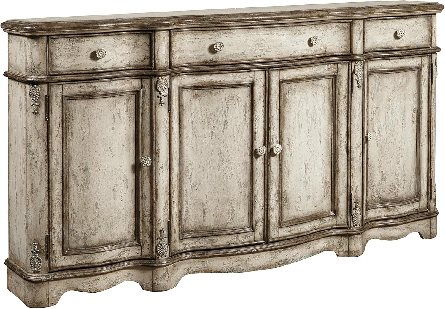 Pulaski Rustic Vintage Credenza, Antique White