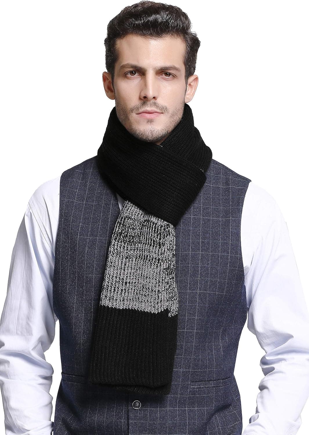 RIONA Men's Winter Cashmere Feel Australian Merino Wool Soft Warm Knitted Scarf