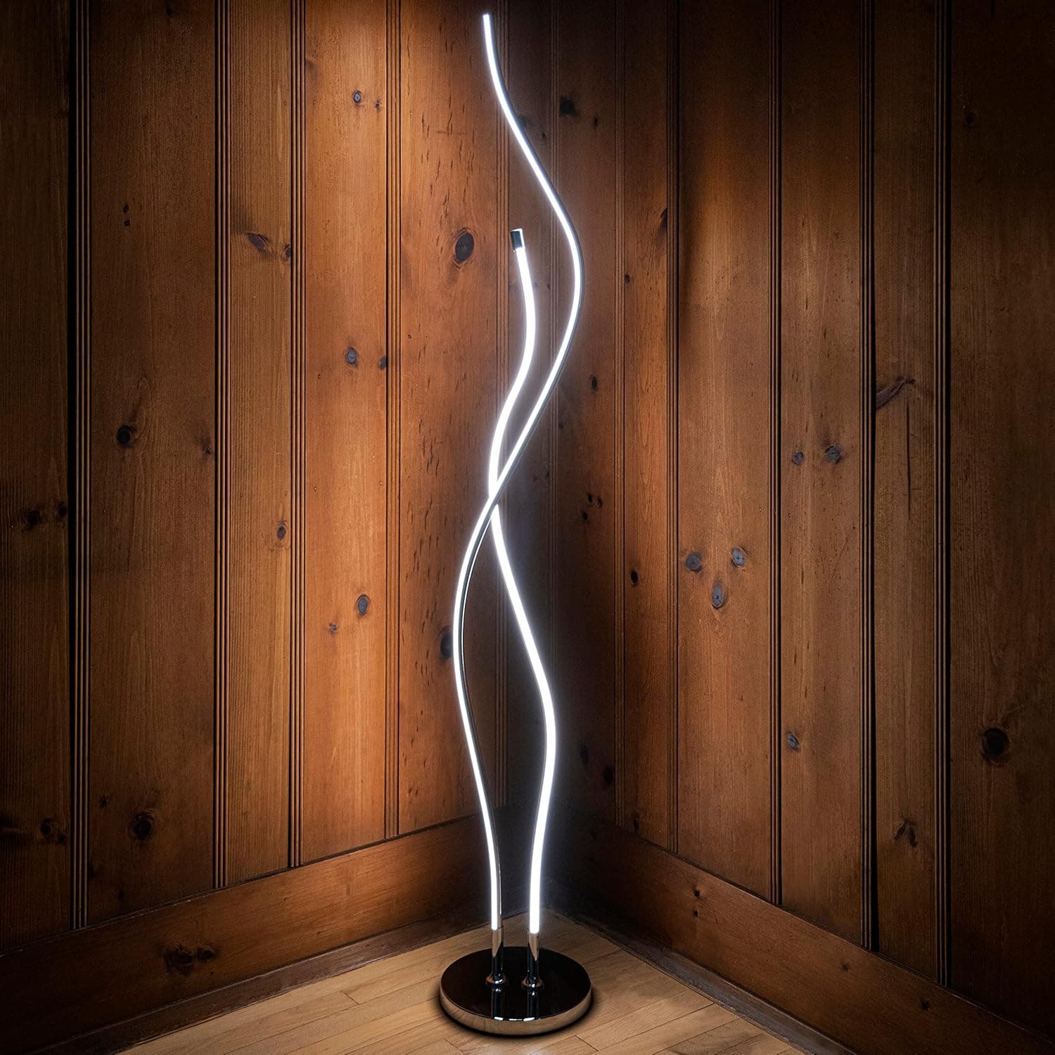 JONATHAN Y JYL7008A Cairo 63.75" LED Integrated Floor Lamp, Modern, Contemporary, Office, Living Room, Family Room, Dining Room, Bedroom, Guest Room, Hallway, Foyer, Chrome