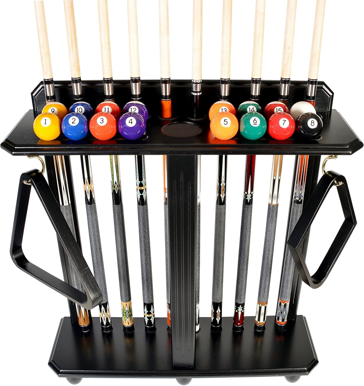 Iszy Billiards 10 Pool Cue Billiard Stick Floor Rack and Holder, Black