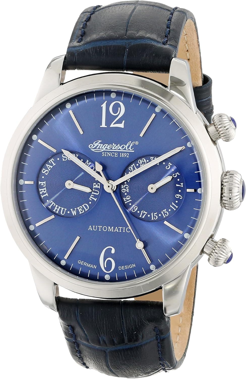 Ingersoll Men's IN8009BL "Outlaw" Stainless Steel with Dark Blue Leather Band