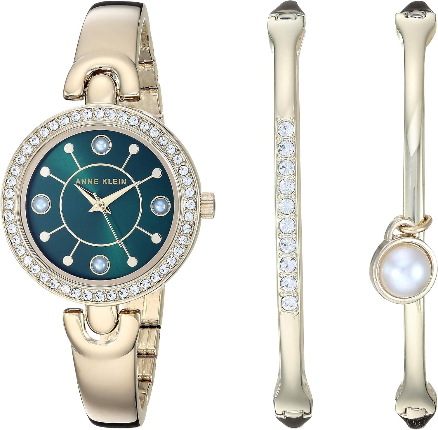 Anne Klein Women's Premium Crystal Accented Watch and Bangle Set, AK/3288