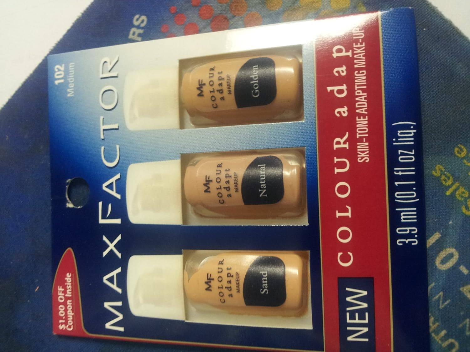 Max Factor Colour Adapt Skin-tone Adapting Make-up #102 Medium Sample Cards 5pk.