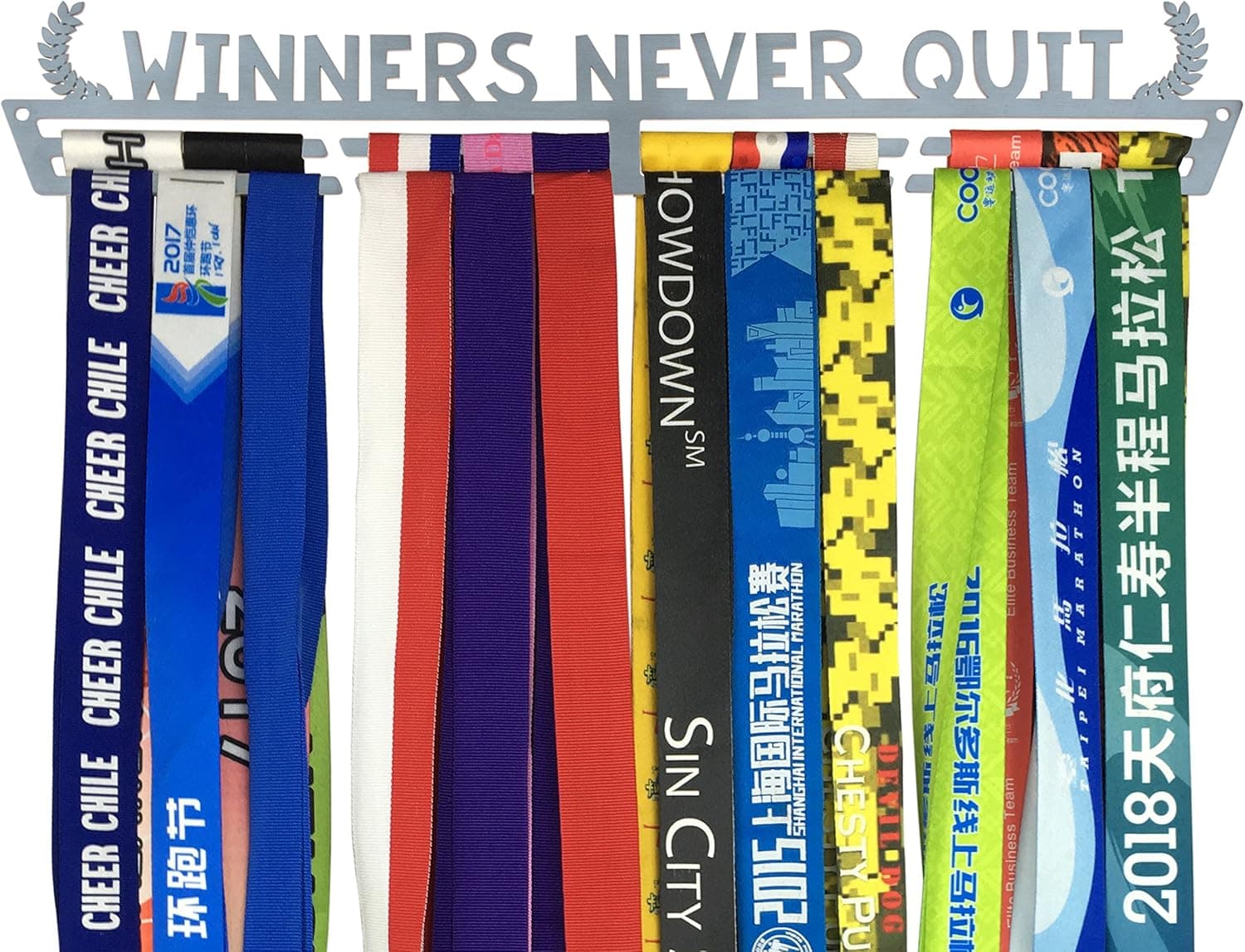 Crownyard Medal Holder - Winners Never Quit Medal Display Rack | Medal Hanger for Marathon Race Runners, Triathlon, Gymnastics Or Other Sports