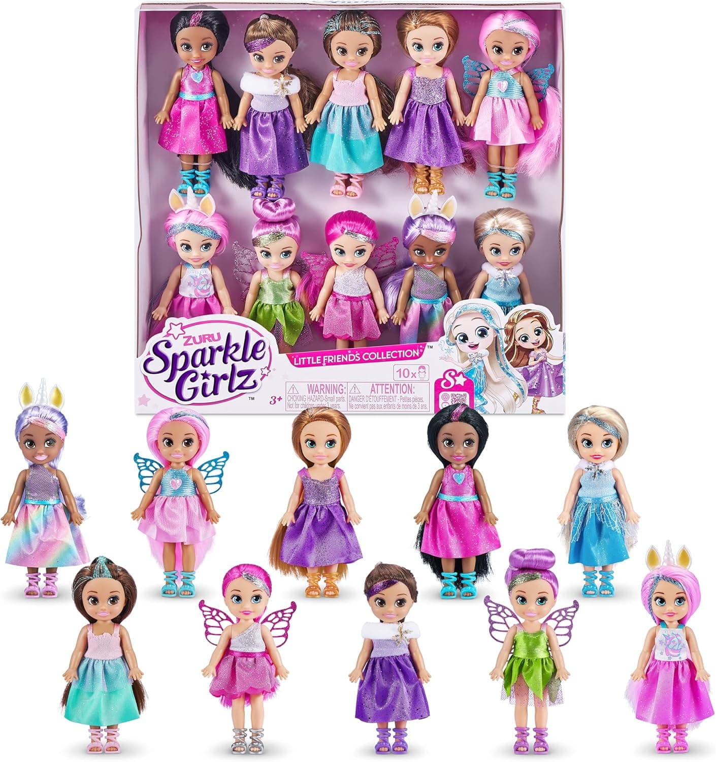 Sparkle Girlz-Dolls-4.7"-Fantasy Little Friend Collection Set of 10 by ZURU