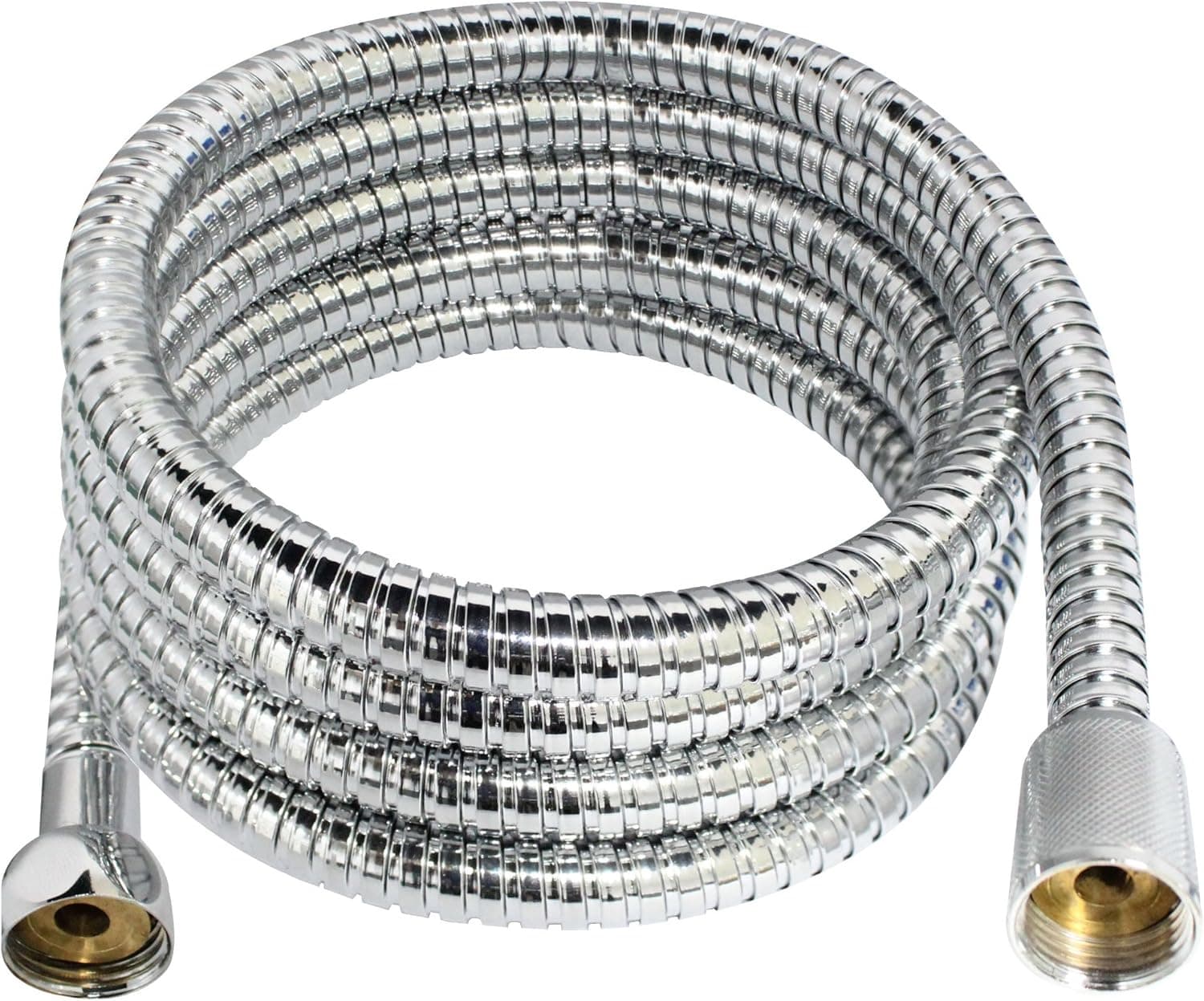 MODONA Premium 72" (7 Feet) Stainless Steel (SS304) Shower Hose with Brass Fittings, ELECTROPLATED POLISHED CHROME - 5 Year Warranty