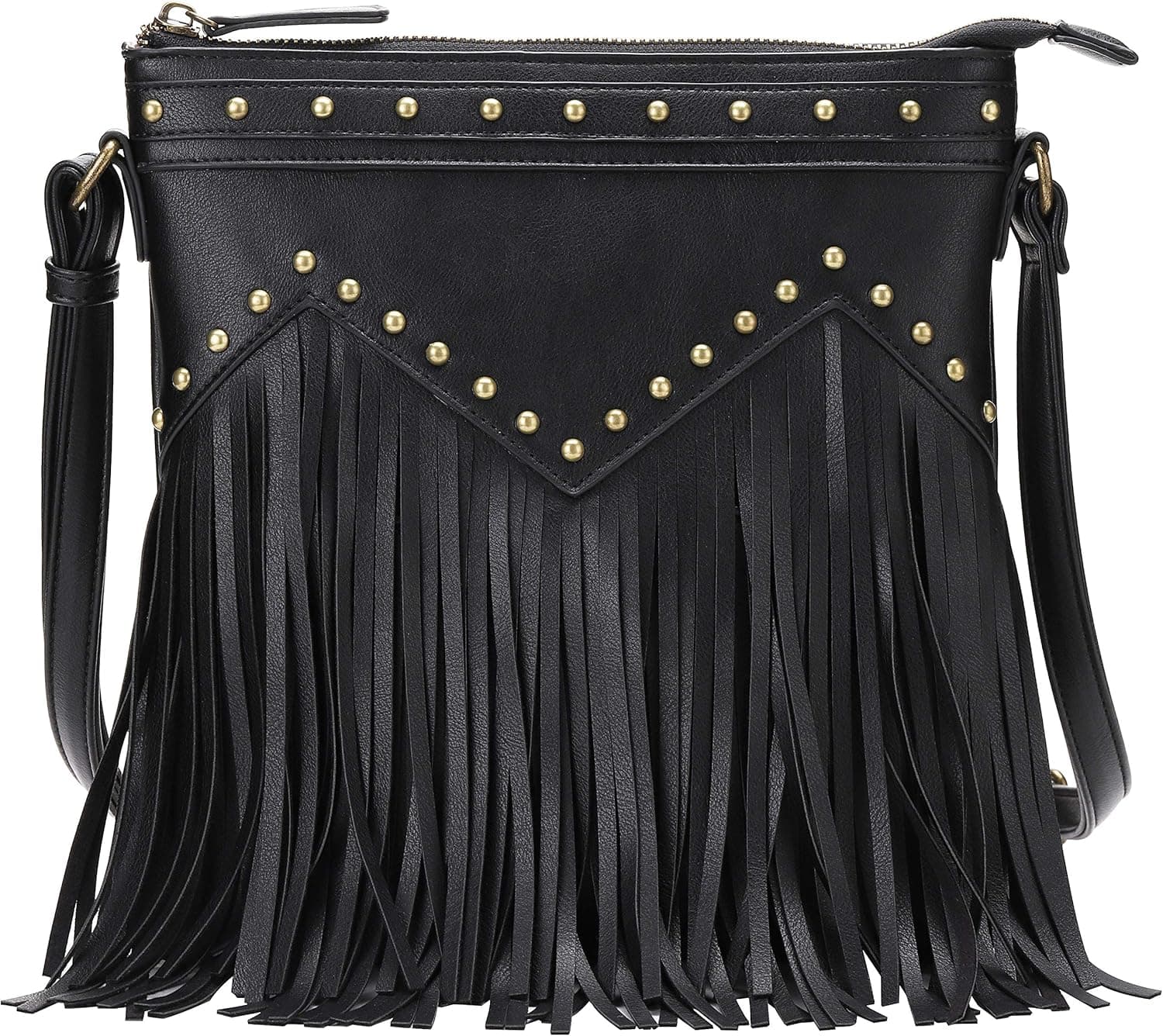 B BRENTANO Vegan Fringed Crossbody Bag with Studs