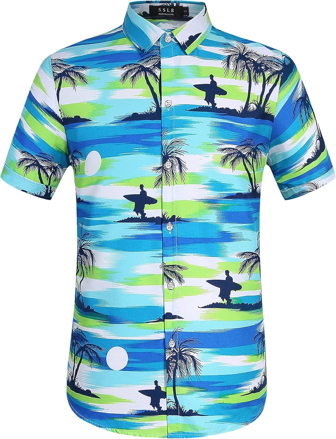 SSLR Mens Short Sleeve Button Down Shirts Casual Summer Hawaiian Shirts for Men