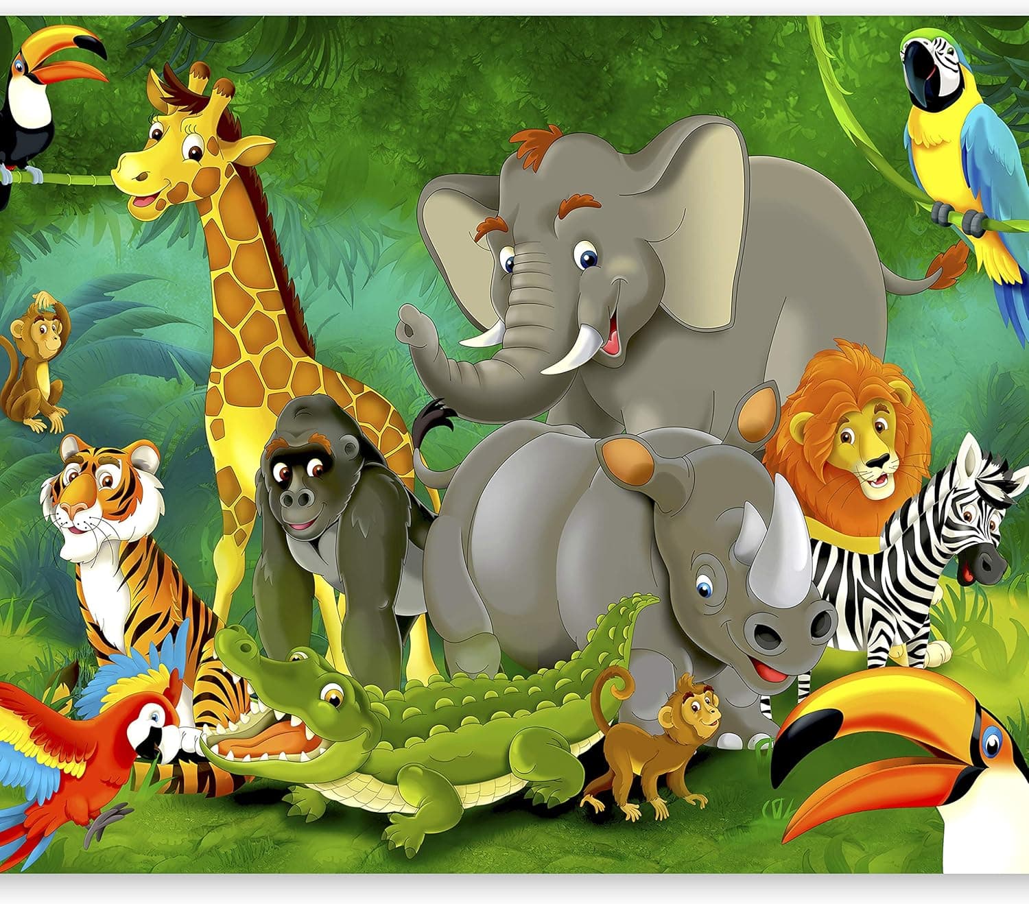 artgeist Wall Mural Children 135x101 in - Peel and Stick Self-Adhesive Wallpaper Removable Large Sticker Foil Wall Decor Print Picture Image Design - Animals Jungle Kindergarten e-B-0007-a-a