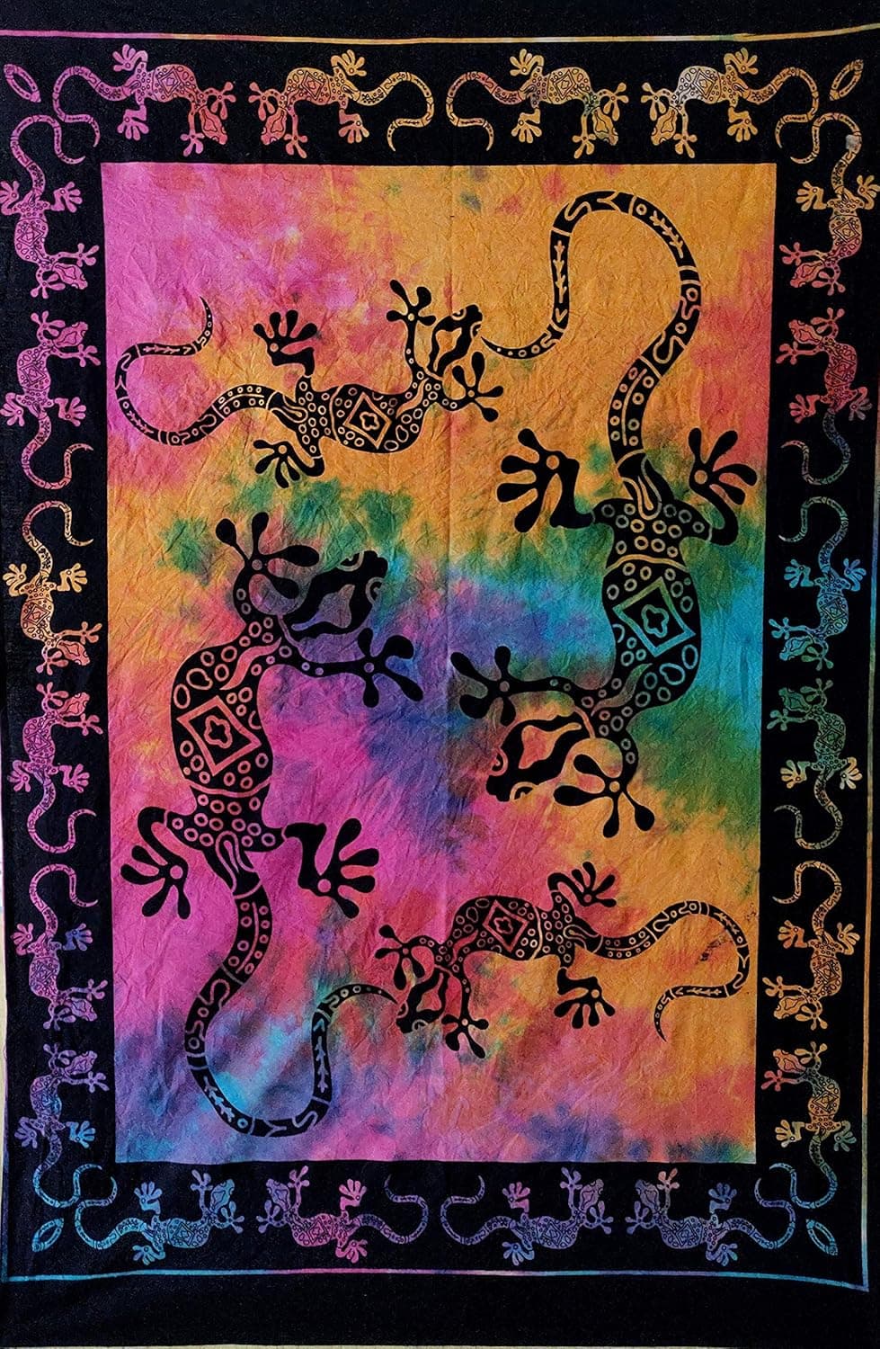 ICC Lizard Iguana Reptile Poster Hippie Decor Tapestry Wall Hanging Trippy Tie Dye Tapestries Dorm Collage Bohemian Art psychedelic Small Hippie Rasta Living Room Hippy Tablecloth Tapestry 30x40 inches