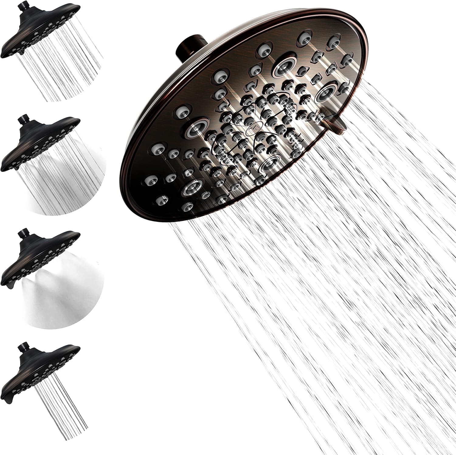 SparkPod 7 Spray Settings Shower Head - Adjustable High Flow Shower Head with Mist Setting - Showerhead Replacement Head for the Bathroom (8 Inch, Oil Rubbed Bronze)