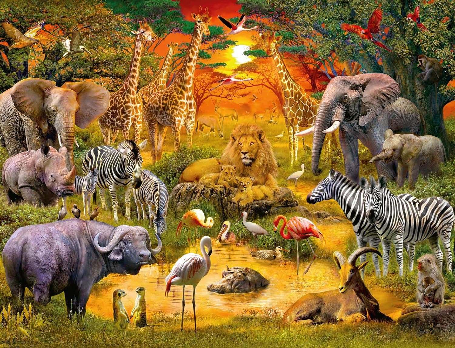 Ravensburger 16702 Gathering at The Waterhole - 2000 Piece Puzzle for Adults, Every Piece is Unique, Softclick Technology Means Pieces Fit Together Perfectly