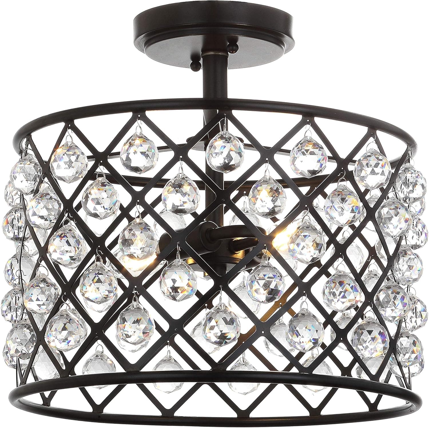 JONATHAN Y JYL9023A Gabrielle 14.5" Crystal/Metal LED Semi-Flush Mount, Contemporary,Transitional,Glam for Kitchen, Living Room, Oil Rubbed Bronze