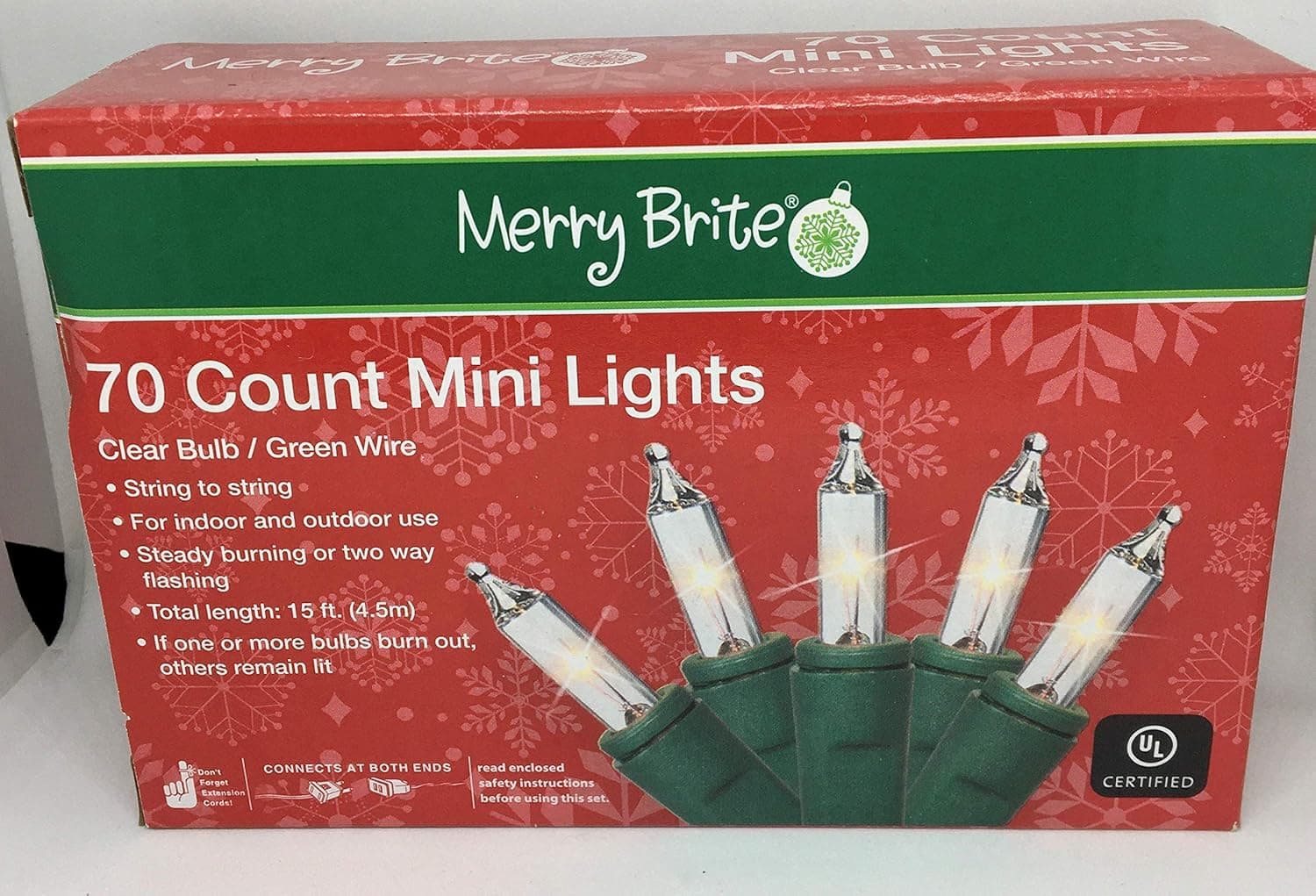 70 Count Mini Lights 15 ft Green Wire