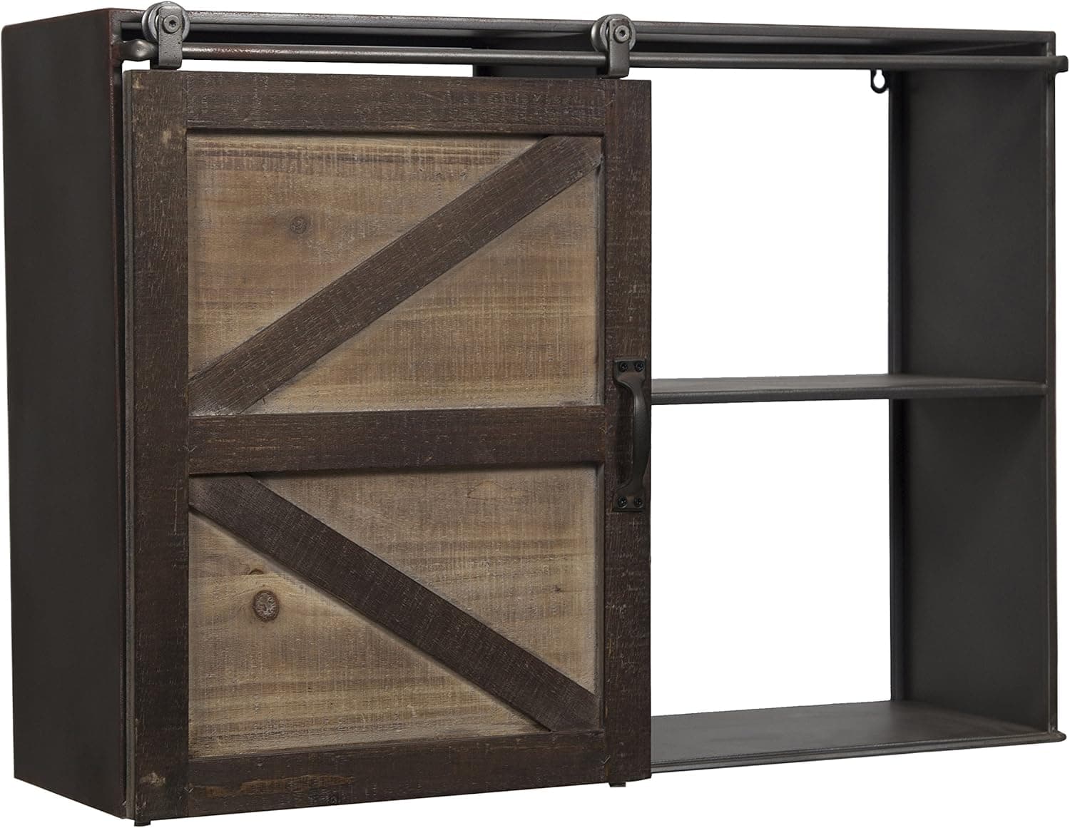 Gallery Solutions 17FW2792A Farmhouse Sliding Barn Door Storage Cabinet Shelf, Silver