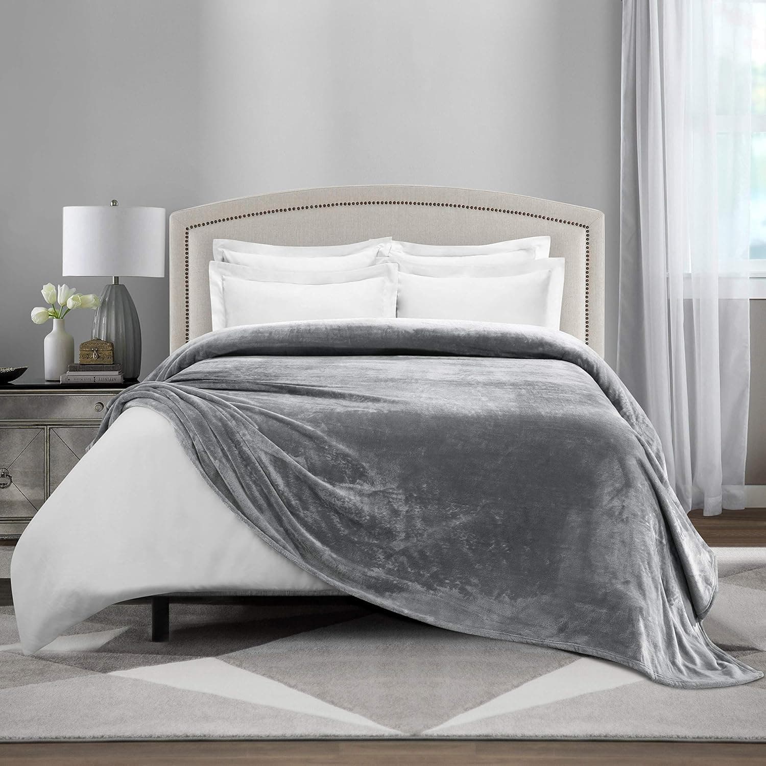 PHRIXUS Flannel Fleece Bed Blanket Queen Size - Fuzzy Soft Warm Cozy Velvet Plush Blanket Microfiber Lightweight for Couch Bed Sofa 350GSM 90" x 90"