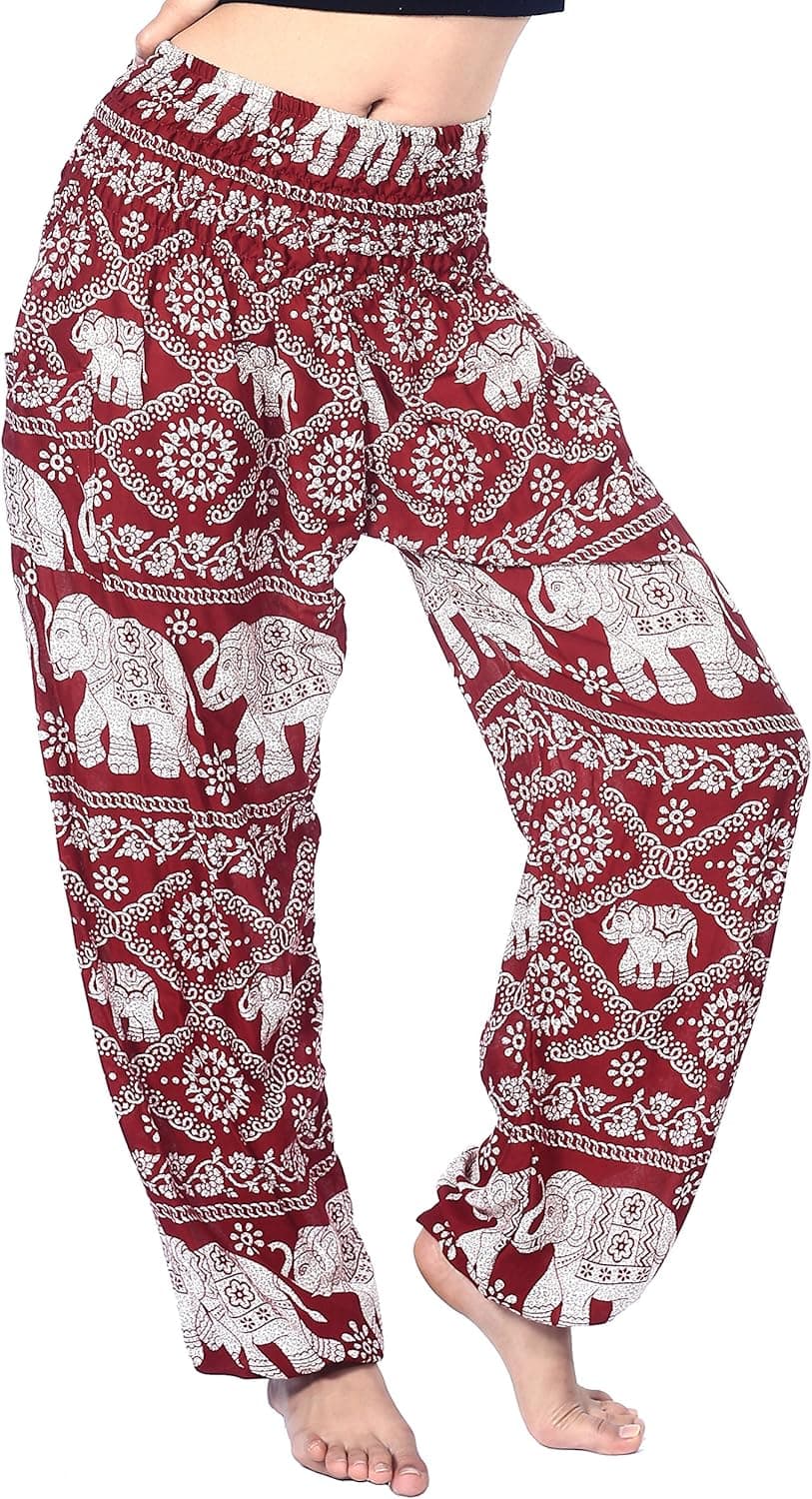 Boho Vib Women's Rayon Elephant Print Boho Harem Yoga Pants