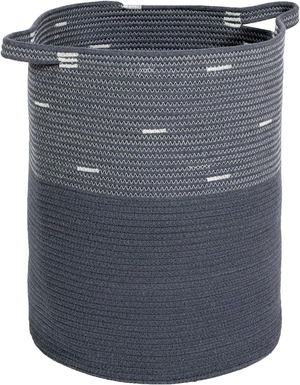Modicum | Extra Large Woven Storage Basket - 20" x 15" - Cotton Rope Decorative Basket, Laundry Hamper, Blanket Basket, Nursery, Toys, Linens, Pillows (Dark Grey)