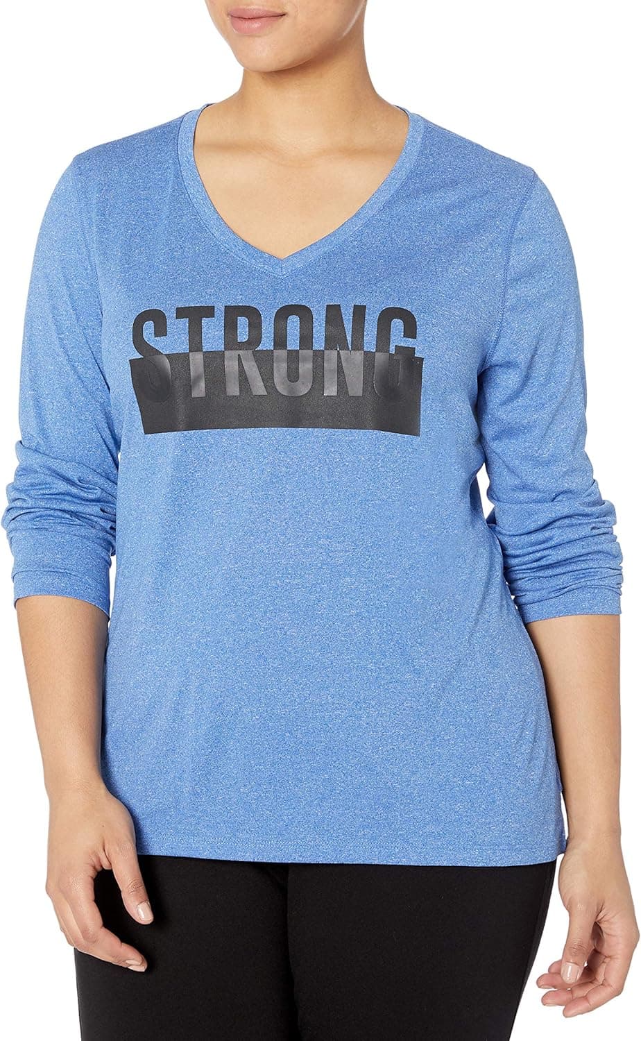 JUST MY SIZE Women's Plus Size Long Sleevegraphic V-Neck