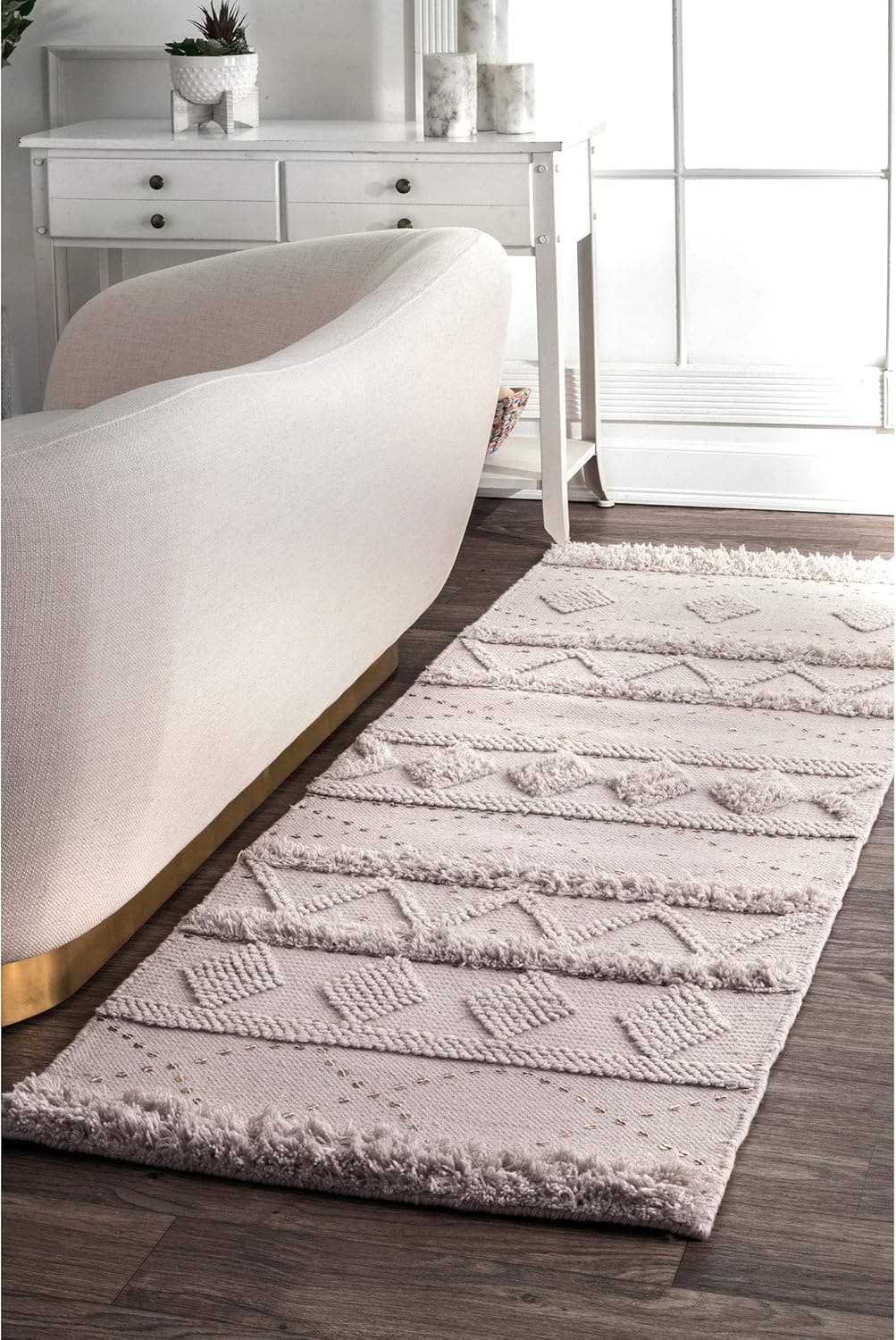 nuLOOM Lauretta Tassel Wool Runner Rug, 2' 6" x 8', Stone