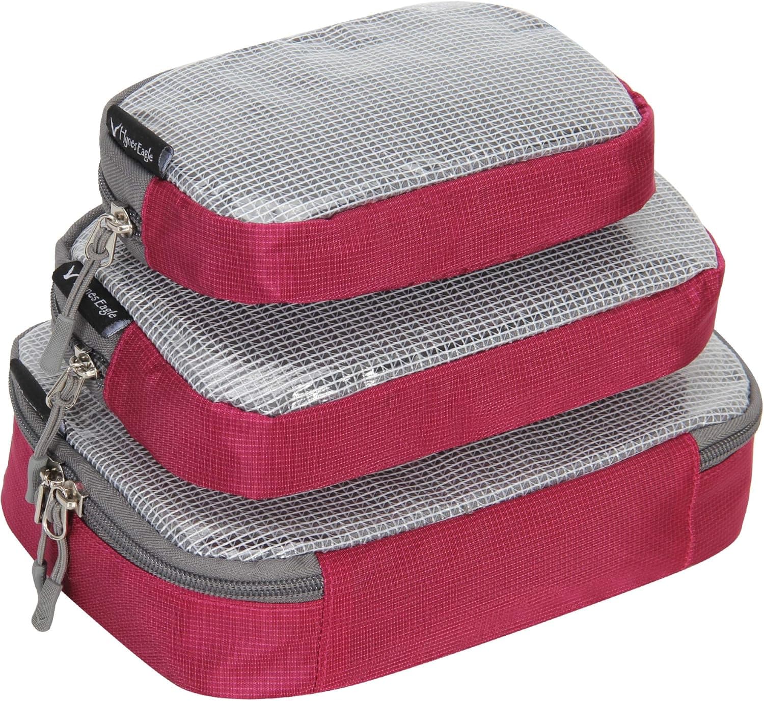 Hynes Eagle Multi-Purpose Travel Organizer Case Small Accessories Packing Cubes 3 Pieces Set RedViolet