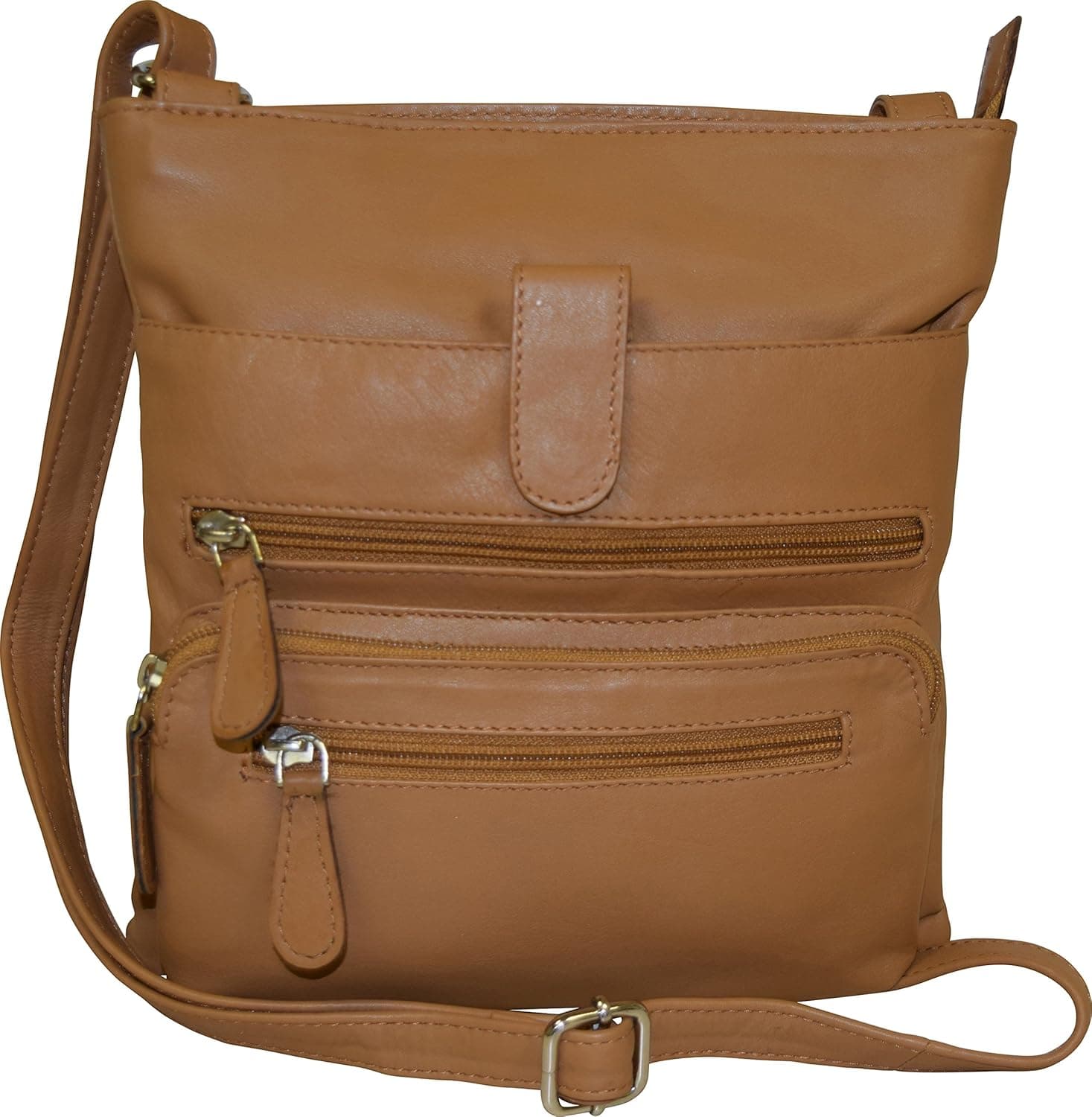 Fashion Women's Genuine Leather Crossbody Bag With Metal or Regular zippers