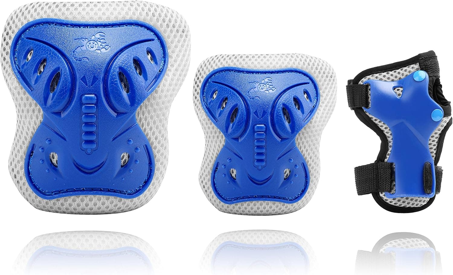 NIECOR 3 in 1 Kids Protective Gear Set Knee Pads Elbow Pads with Wrist Guards for Children Cycling, Skiing, Riding, Skateboard and Climbing Indoor Game etc. (Blue, M)