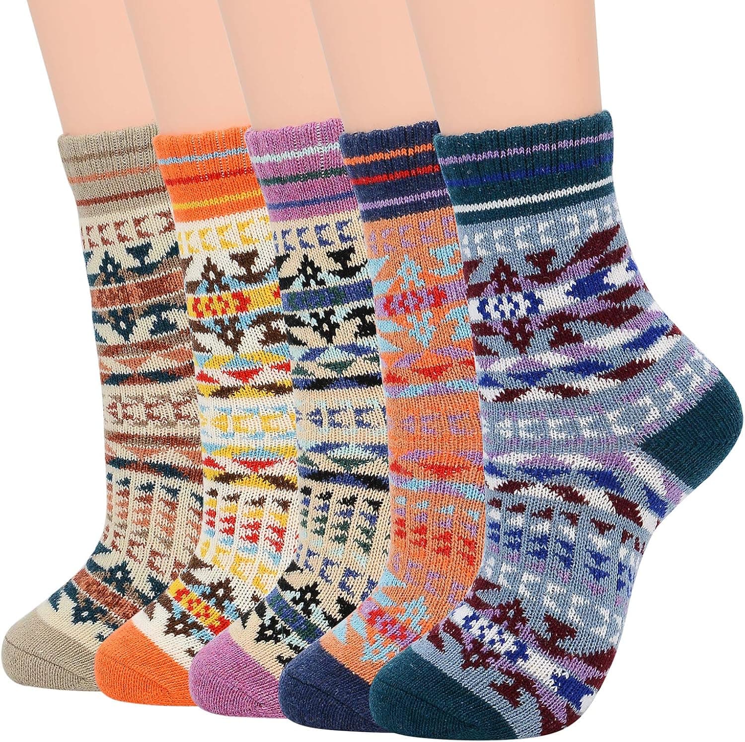 Zando Womens Wool Socks Winter Athletic Socks Crew Sock Warm Hiking Merino Wool Socks Soft Thick Mid Calf
