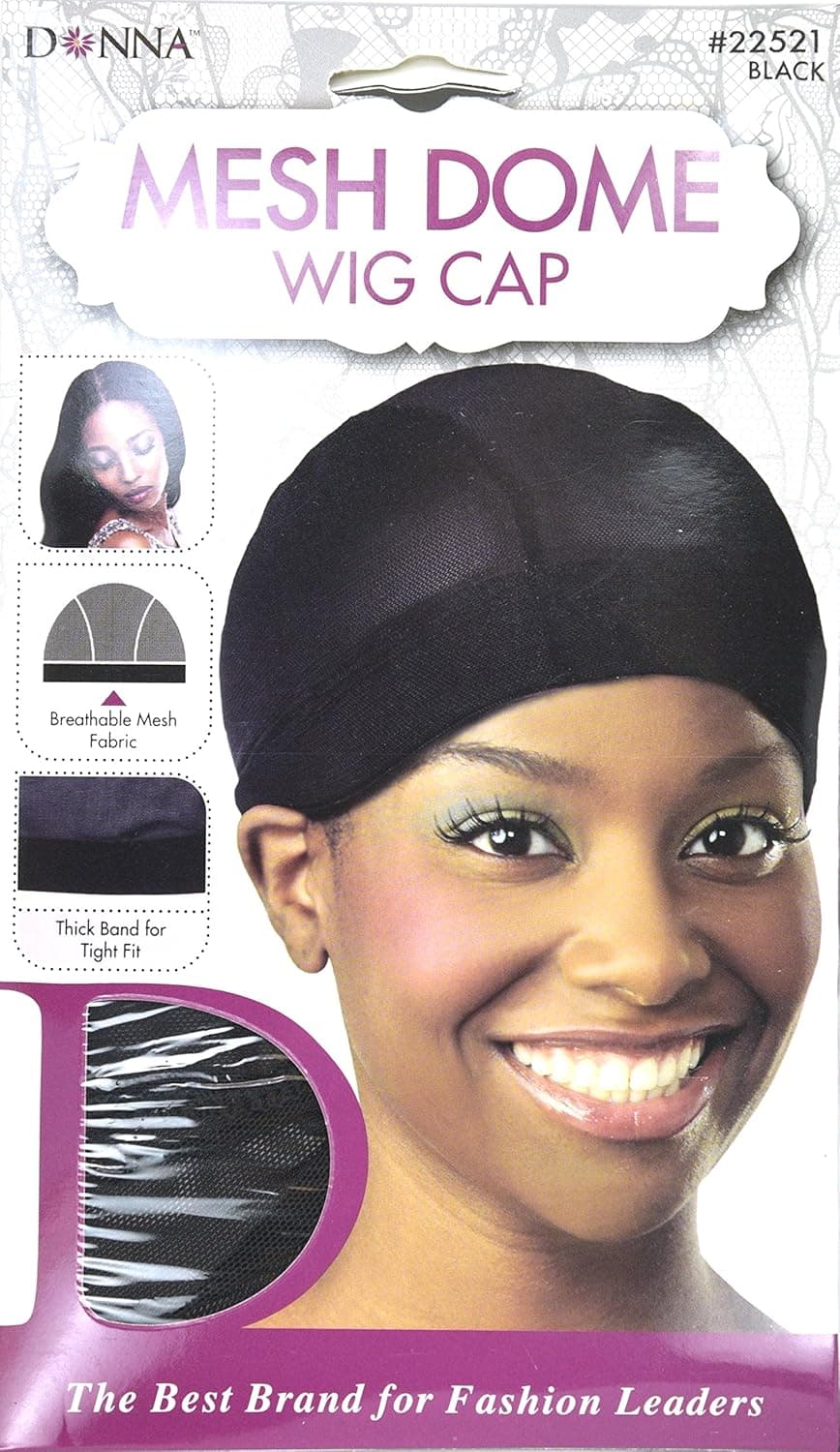Donna Mesh Dome Wig Cap Black, lightweight, thick band, tight fit, perfect fit, mesh fabric, breathable material, comfortable, soft, by Donna Collection …