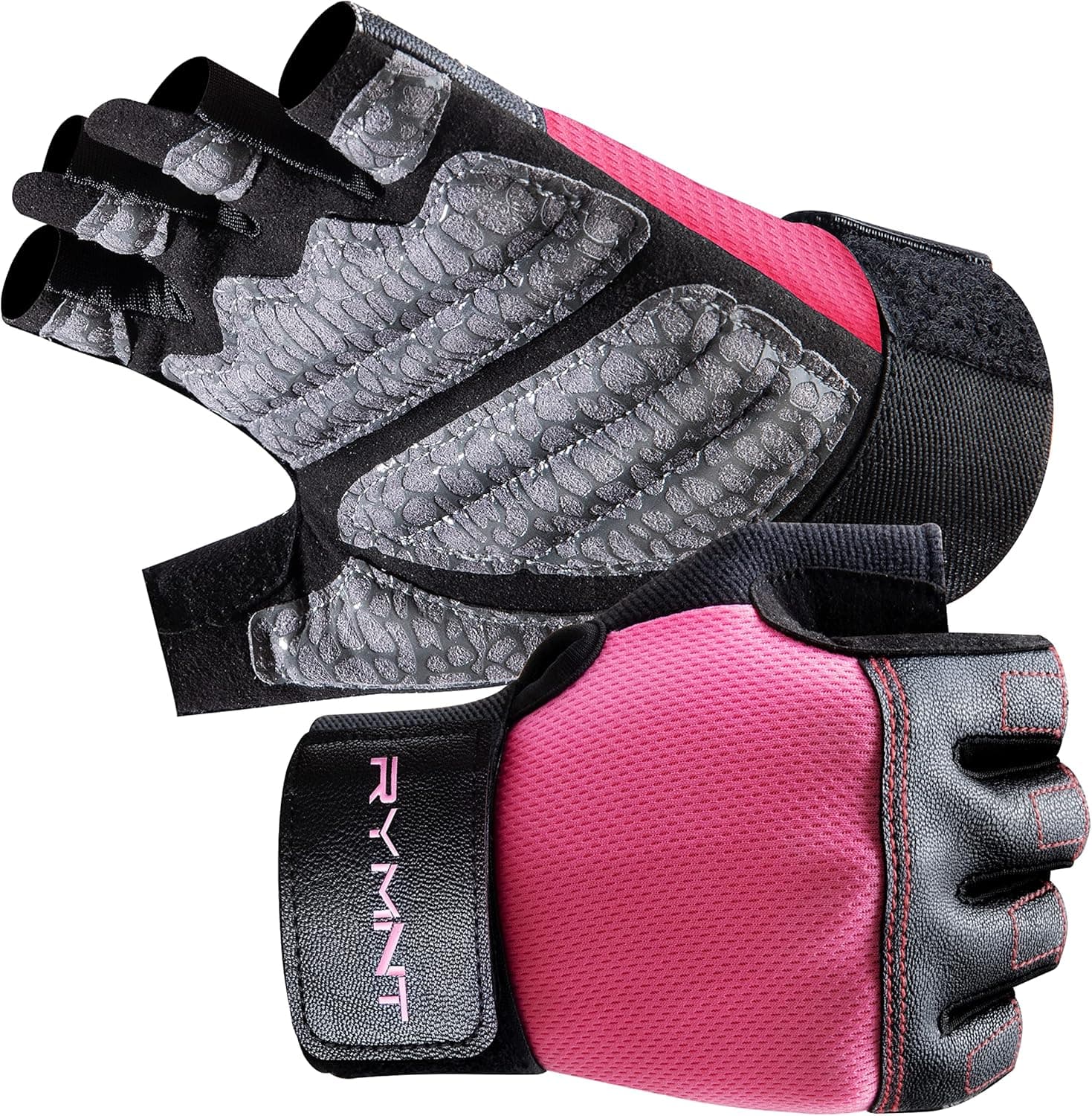 RYMNT Ventilated Workout Gloves for Women Men, Fingerless Weight Lifting Gloves with Full Palm Protection, Silicone Grip, Breathable Gym Gloves for Exercise, Training, Rowing, Cycling, Pull ups