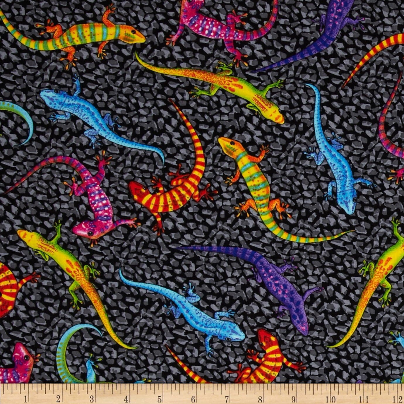 Kanvas Tropical Rainforest Leaping Lizard Gray Fab