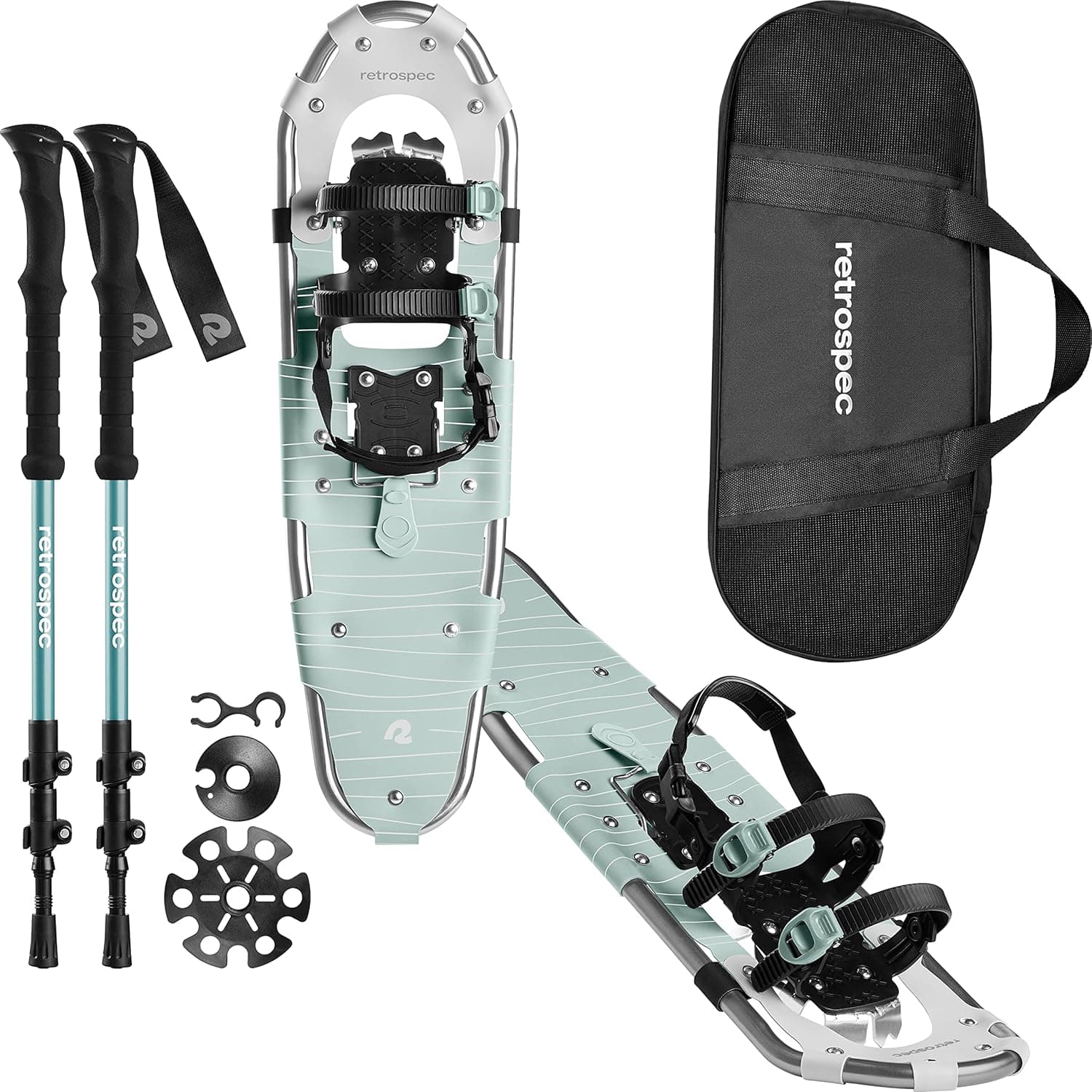 Retrospec Drifter 25/30 Inch Snowshoes & Trekking Poles Bundle for Men & Women, Durable All Terrain with Fully Adjustable Binding and Carry Bag with Lightweight Aluminum Hiking & Walking Sticks