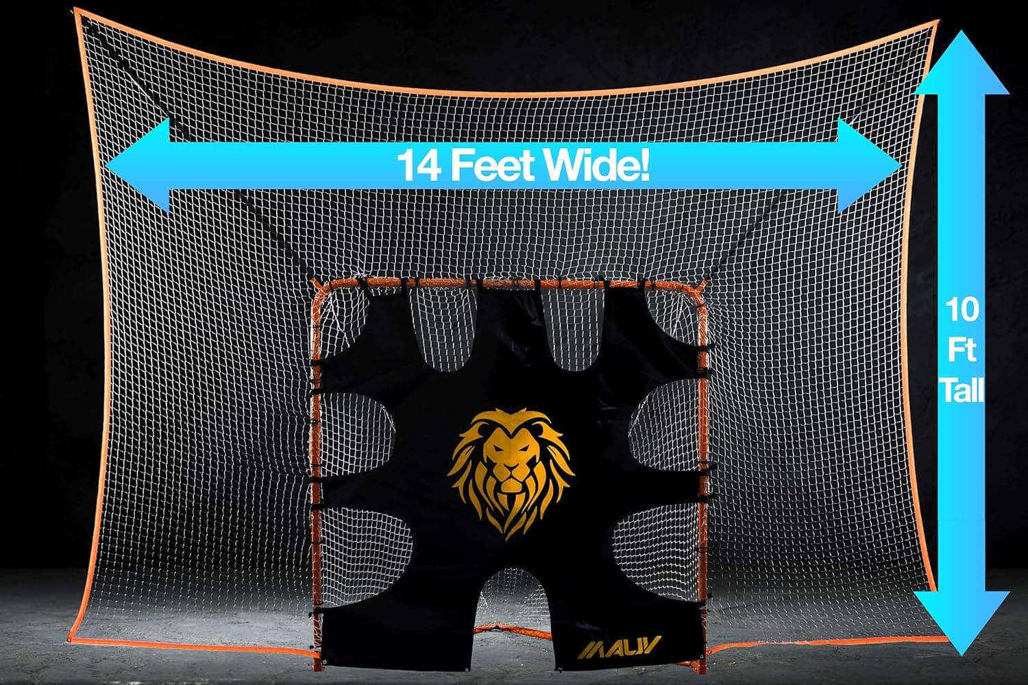 Mauv 3 in 1 Lacrosse Folding Goal Net with Backstop Nets and Target, Steel Frame, Total Net 14' x 10', Goal 6' x 6'