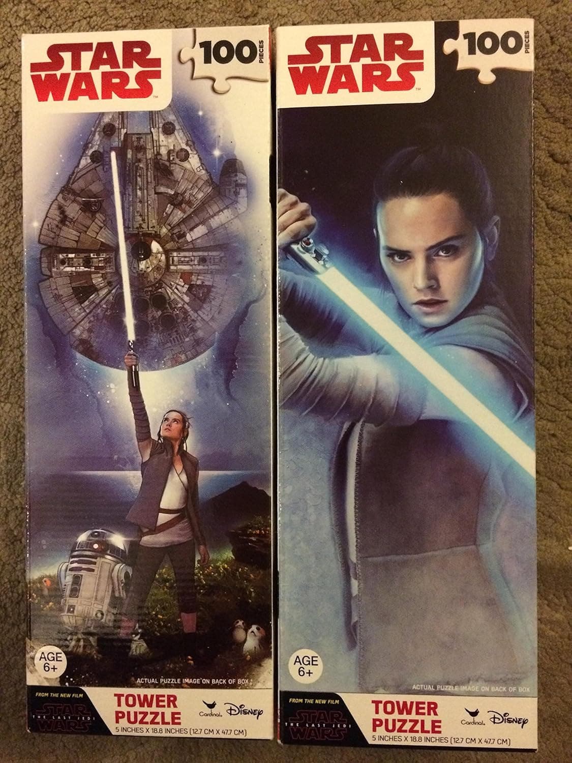 2 Pack Star Wars Tower Puzzles The Last Jedi 100 pieces Ages 6 and up, Bundle of 2