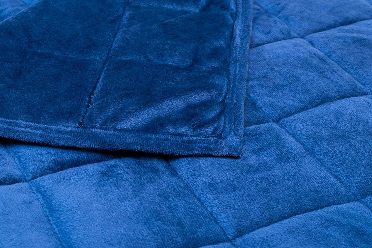 AckBrands 48" x 78" - 15 Lb Weighted Blanket - Navy Blue - MicroMink Fleece Premium Ultra Plush with Glass Beads - Double Stitched Edges - Veteran Owned