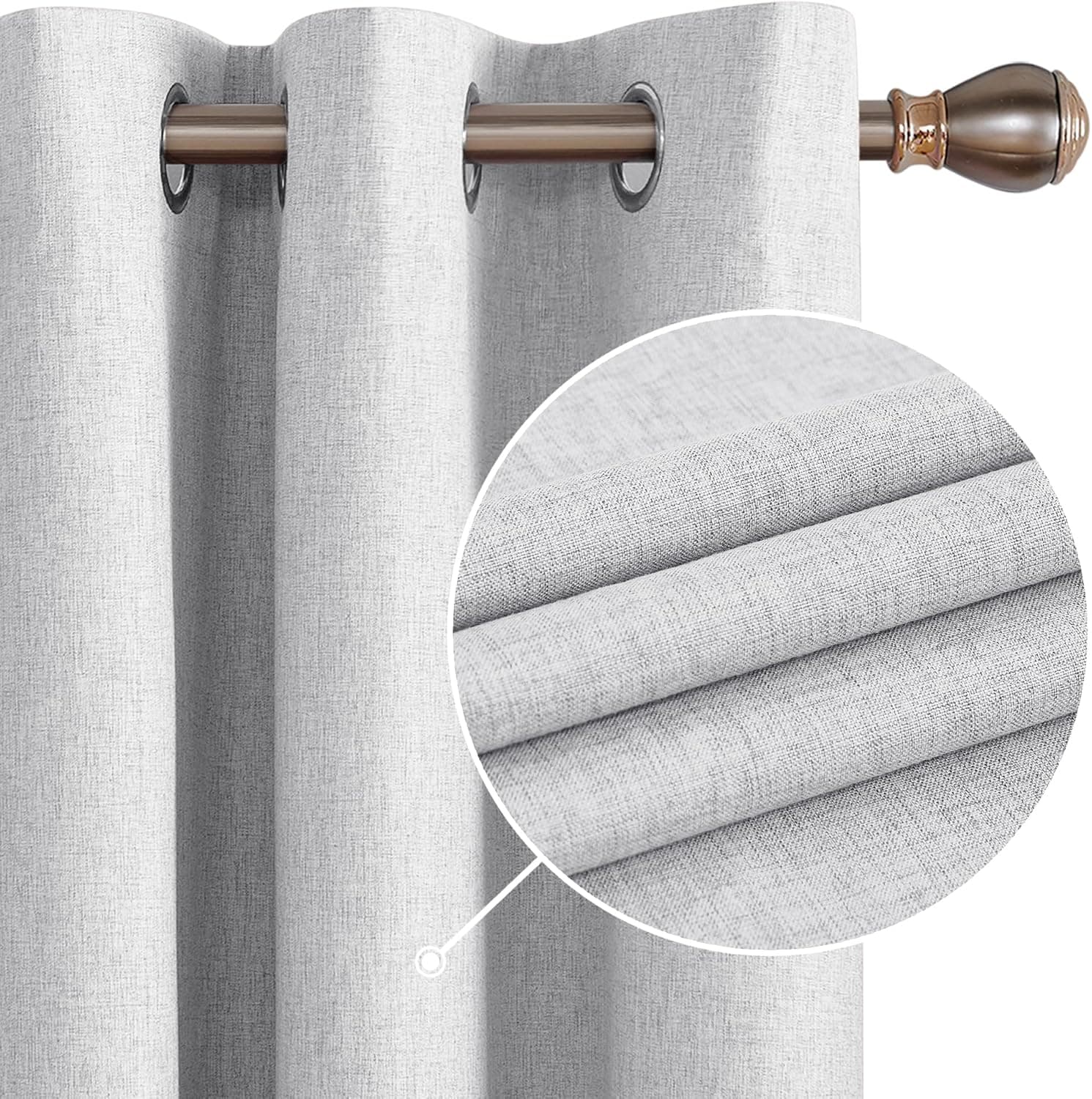 Deconovo Living Room Curtains Blackout, Linen Textured Long Curtains 95 Inch Length, Completely Light Blocking Curtains, Thermal Insulated Draperies (Light Grey, 42W x 95L Inch, 2 Panels)