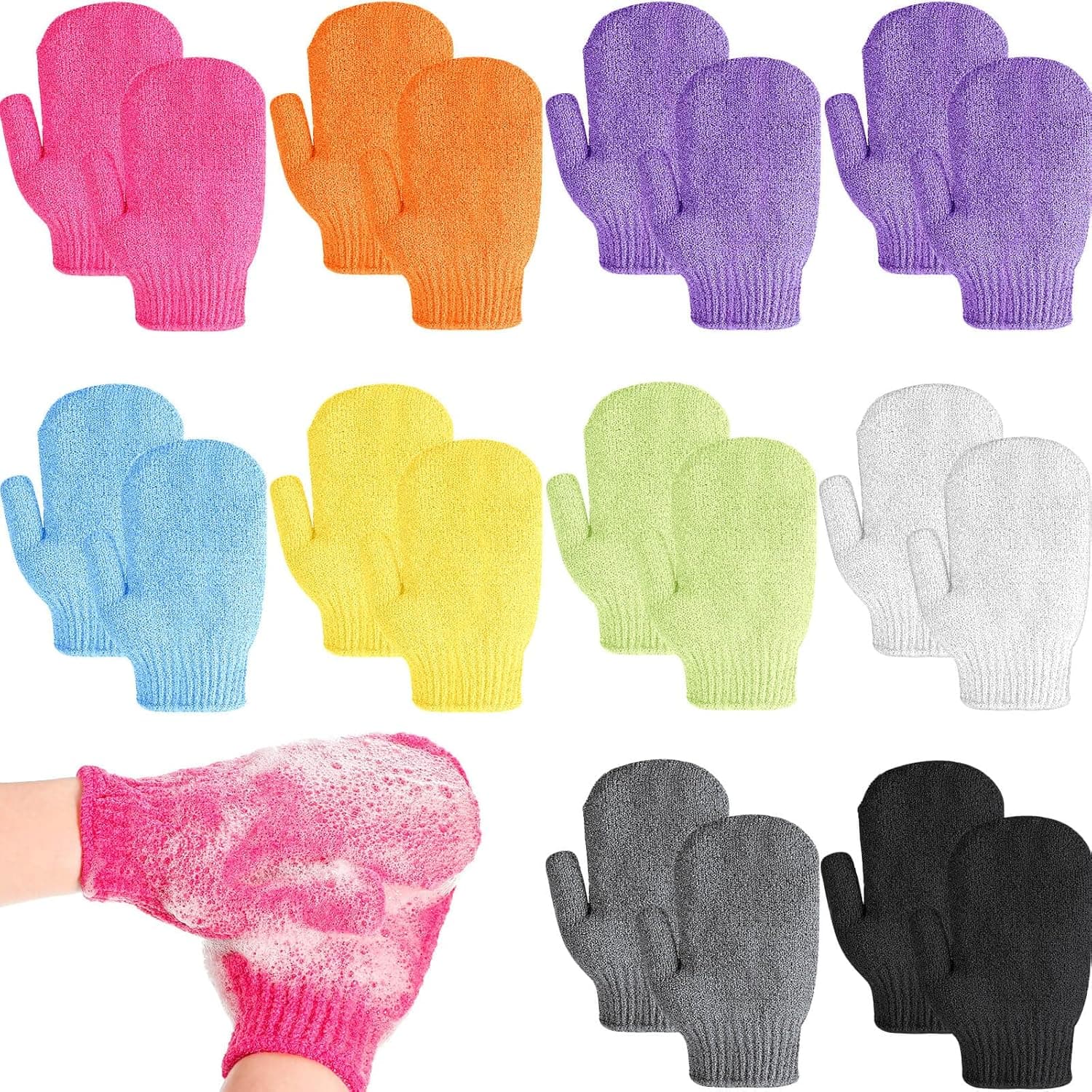 20 Pieces Exfoliating Gloves Bath Scrub Gloves Exfoliation Shower Gloves Mitts Gloves Deep Body Skin Soft Healthy Beauty Spa Scrubber Bathing Accessories for Men and Women Use