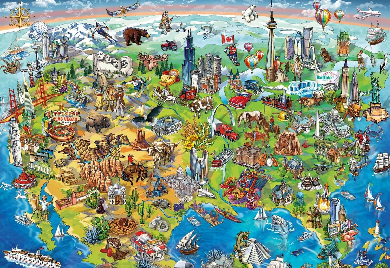 Buffalo Games - North America Wonders - 2000 Piece Jigsaw Puzzle, Blue
