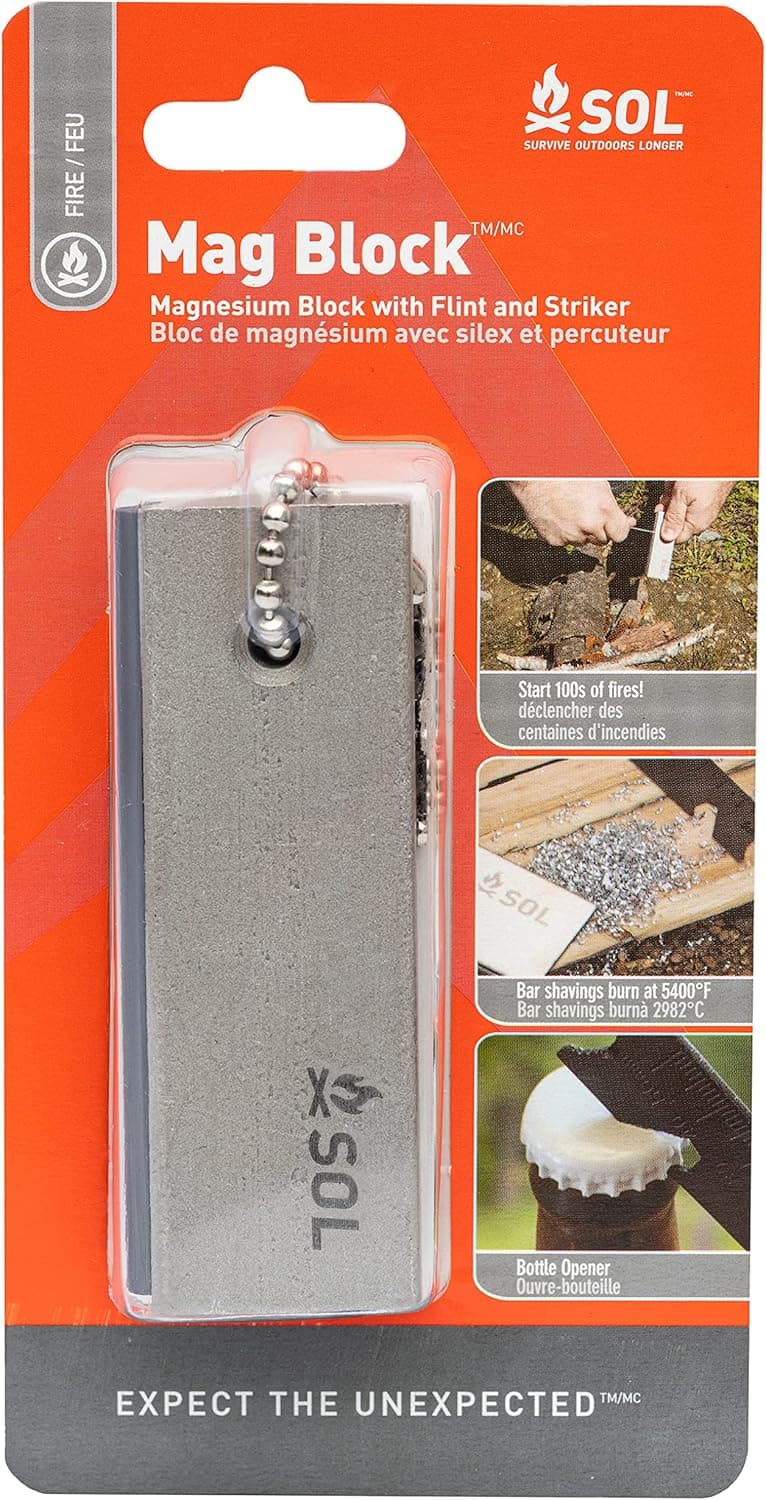 Survive Outdoors Longer Mag Block Flint Fire Starter - (Pack of 3)