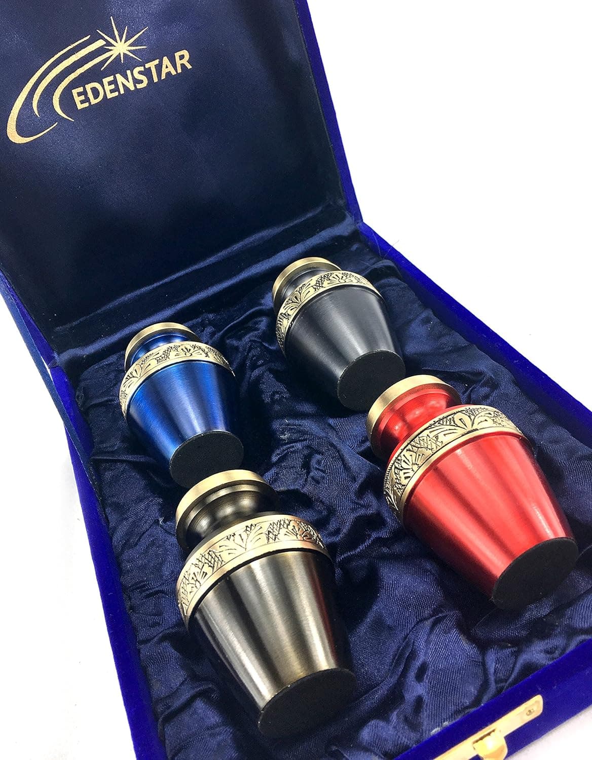 EDENSTAR NEXTG Premium Quality Memorial Mini Keepsake Urns Handcrafted to Perfection Engraved with Unique Design - Small Keepsakes Cremation Urn for Ashes Handmade Funeral Urns Set of Four