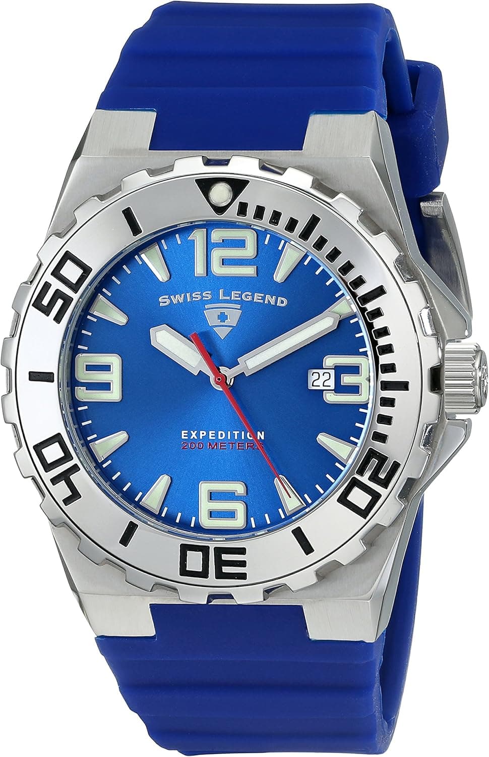 Swiss Legend Men's 10008-03 Expedition Blue Dial Blue Silicone Watch