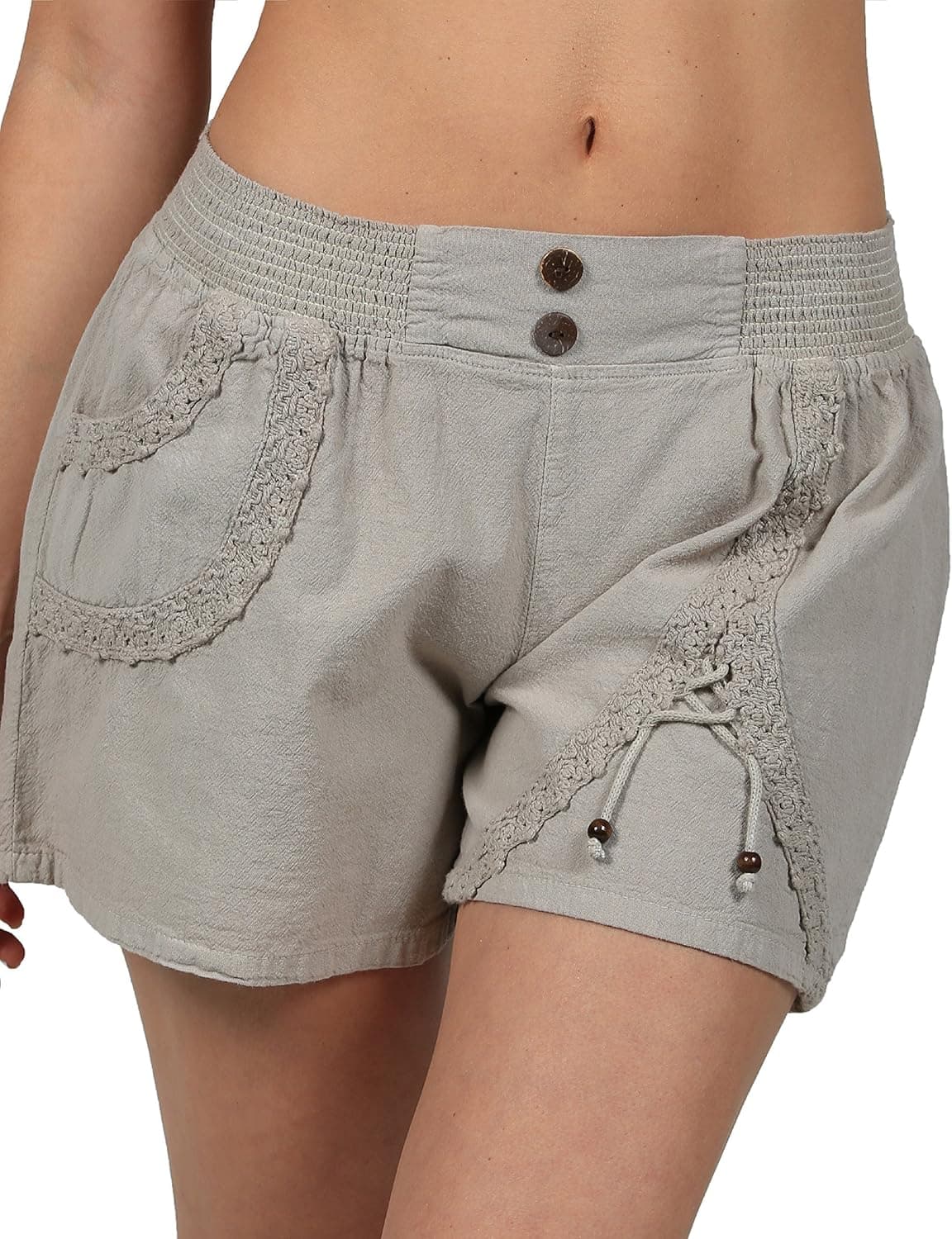Cotton Natural Women's Embroidered Shorts