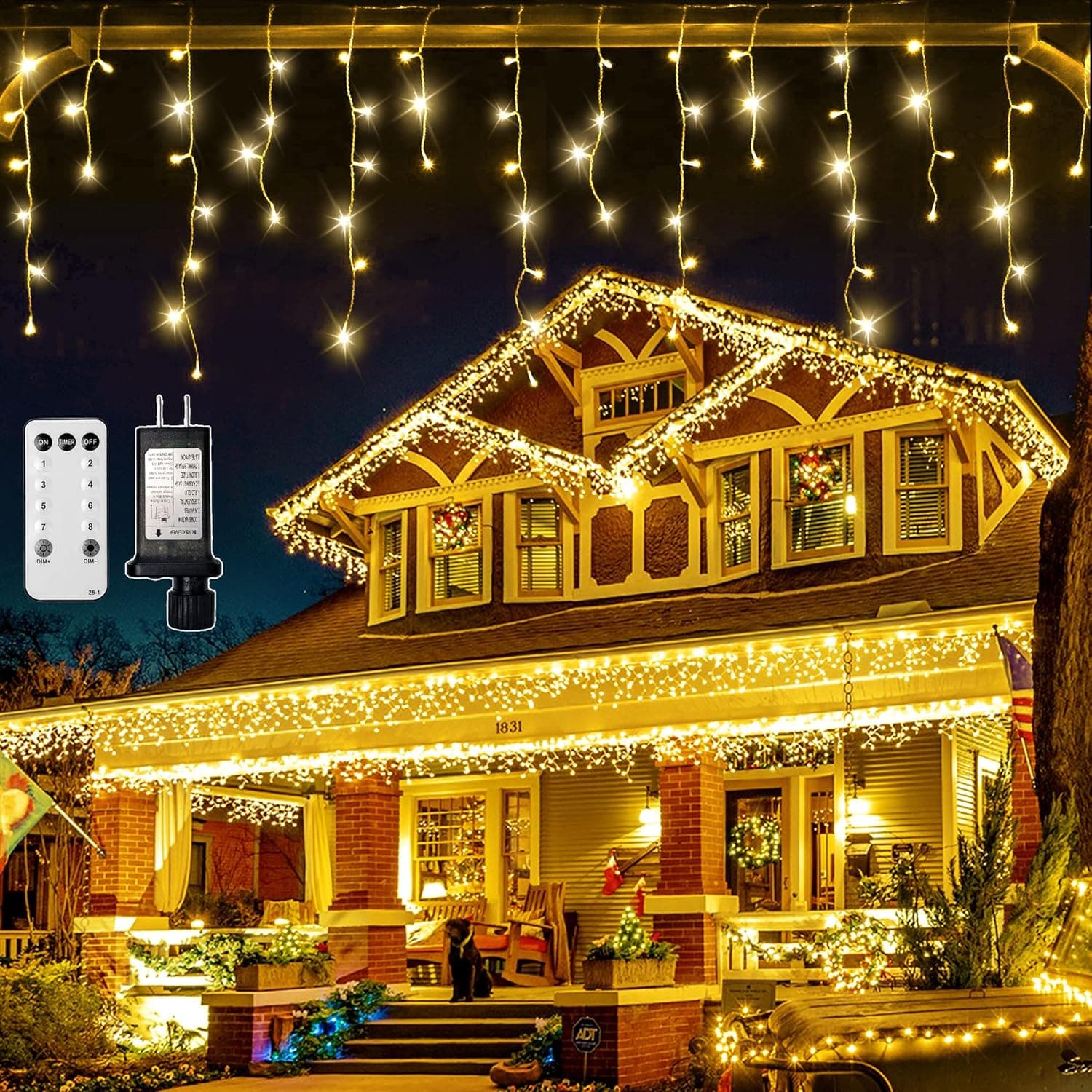Fussion Christmas Icicle Lights Outdoor, 400 LED 33ft Curtain String Lights with 50 Drops 8 Modes, Icicle Christmas Lights Outdoor, Christmas Decorations Lights for Wedding Party Holiday Christmas