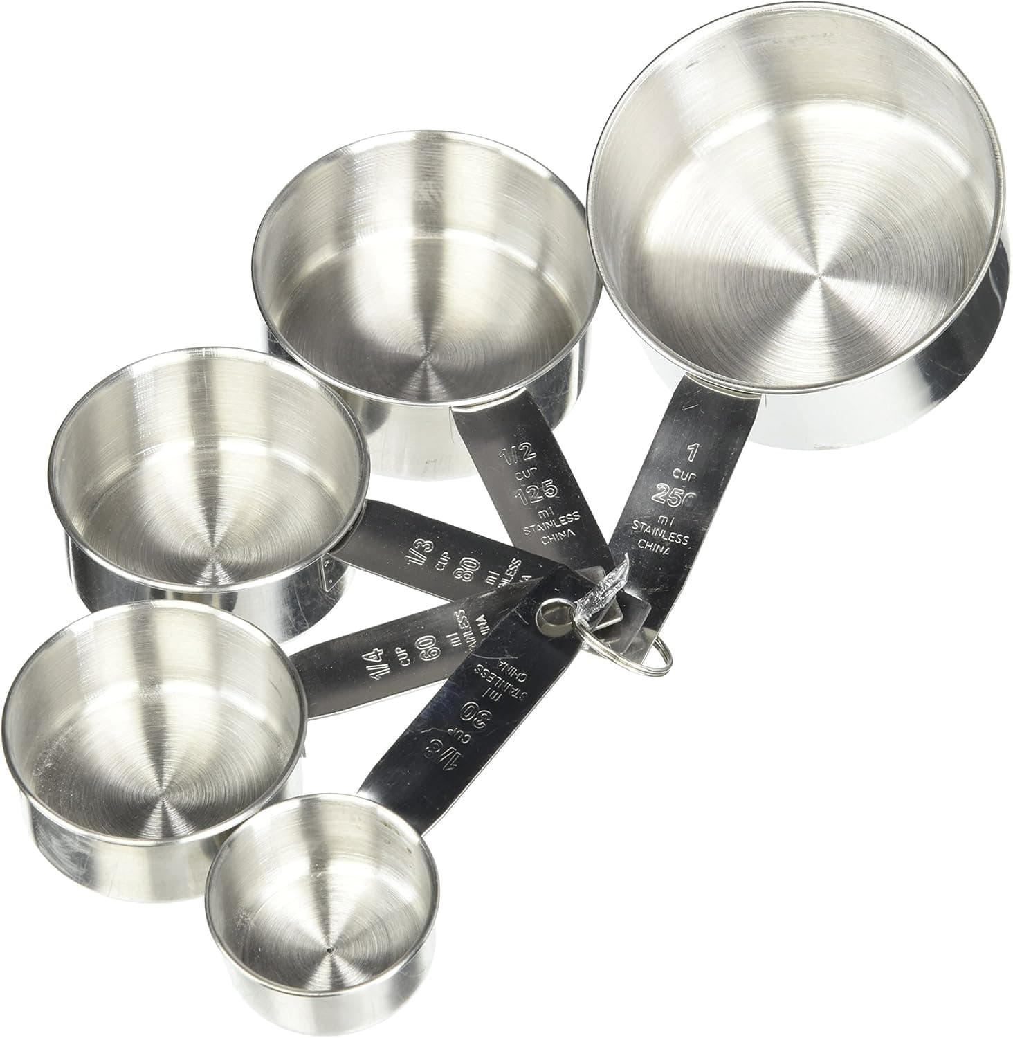 Home Value Stainless Steel Measuring Cups - 5Pcs (30ML/60ML/80ML/125ML/250ML)- Food Grade Metal Measure Cup with Engraved Measurements! Dishwasher Safe (HVMEASURINGCUPCD1)