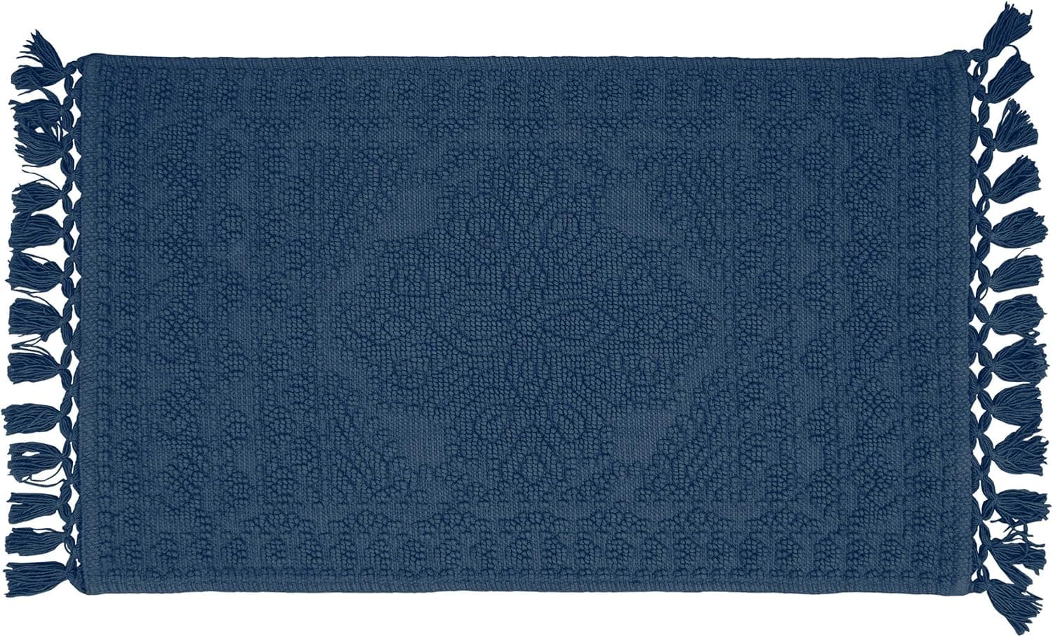 French Connection - Nellore Bath Mat, Woven and Beaded Bathroom Rug, 100% Cotton, Premium Bathroom Decor, Machine Washable, Measures 20 x 38, Navy