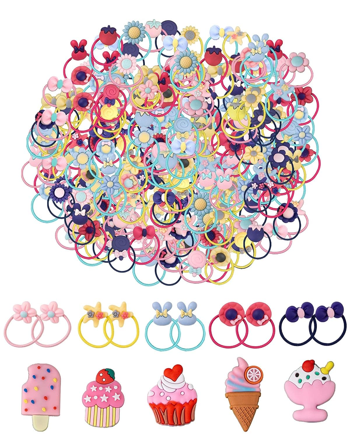 Baby Hair Ties, 100 Pcs Hair Ties for Girls and 10 Pcs Hair Clips for Girls, Elastic Rubber Toddler Kids Girls Hair Ties Clips, Toddler Hair Accessories for Girls