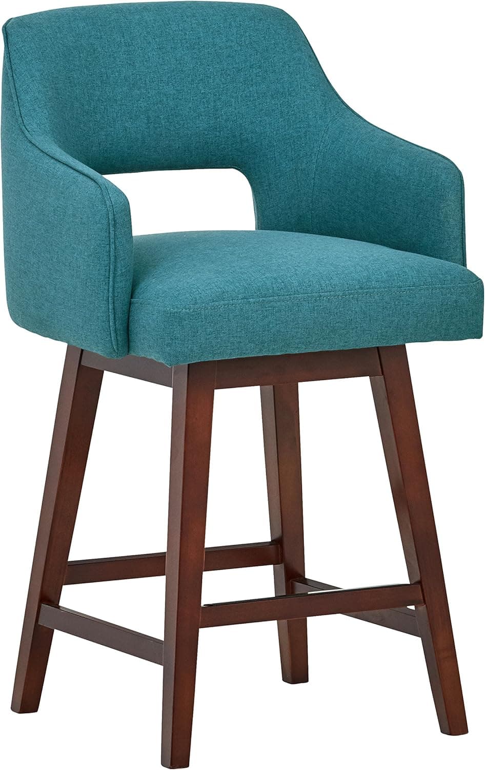 Amazon Brand – Rivet Malida Mid-Century Modern Open Back Swivel Kitchen Counter Height Stool, 37"H, Aqua Blue