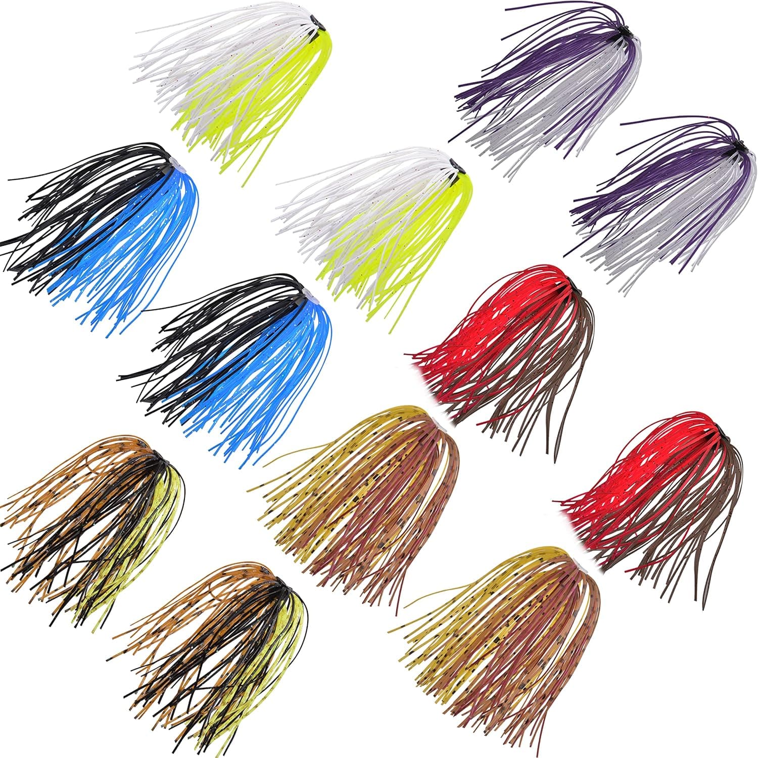 Silicone Jig Skirts DIY Bass Rubber Fishing Jig Lures Kit Spinnerbaits Buzzbait Swimjig Skirts Replacement 12/18 Bundles 50 Strands Fishing Bait Accessories